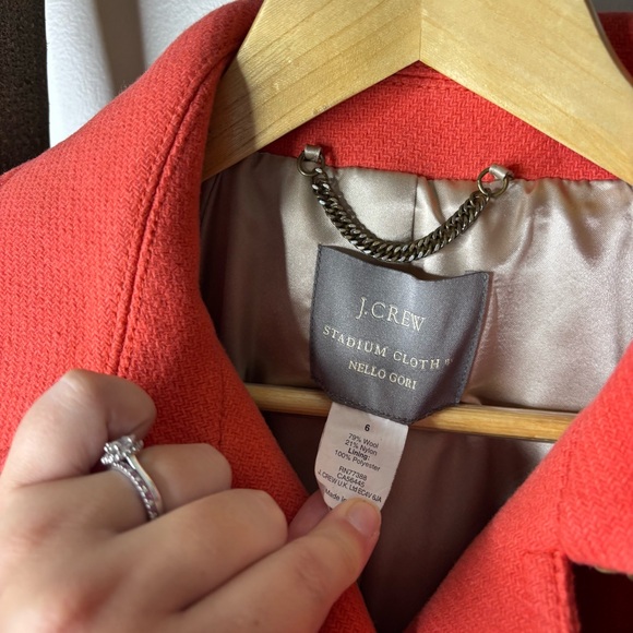 J. Crew Stadium Cloth Coral Wool Belted Peacoat Size 6 - Picture 4 of 8